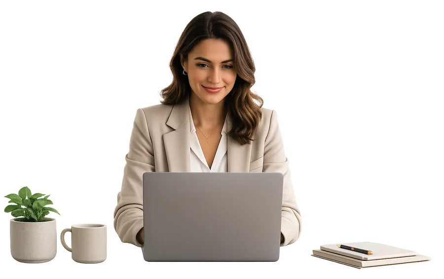 Executive working on a laptop